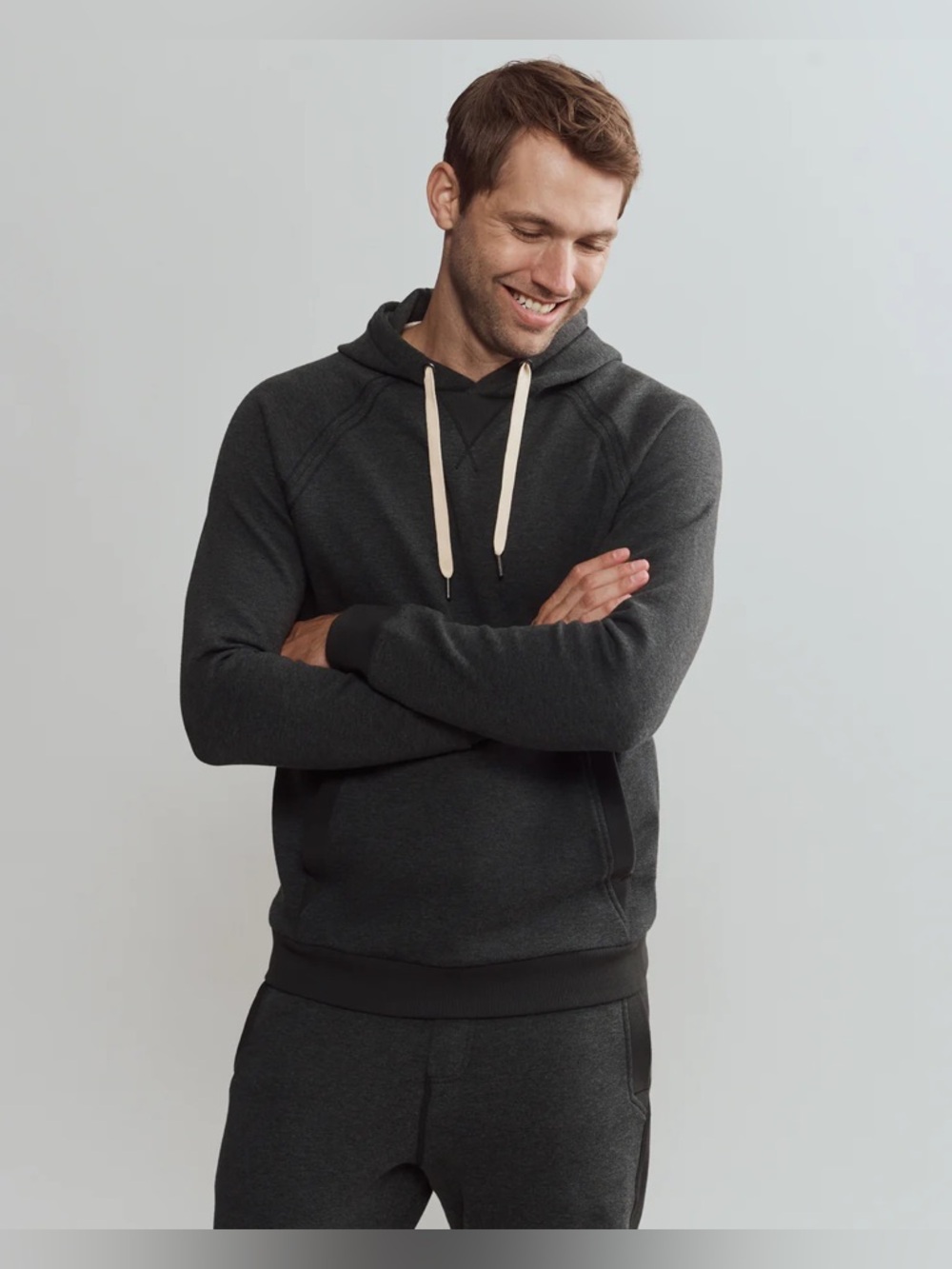 RHÔNE Heritage Midweight Hoodie in Black Heather
